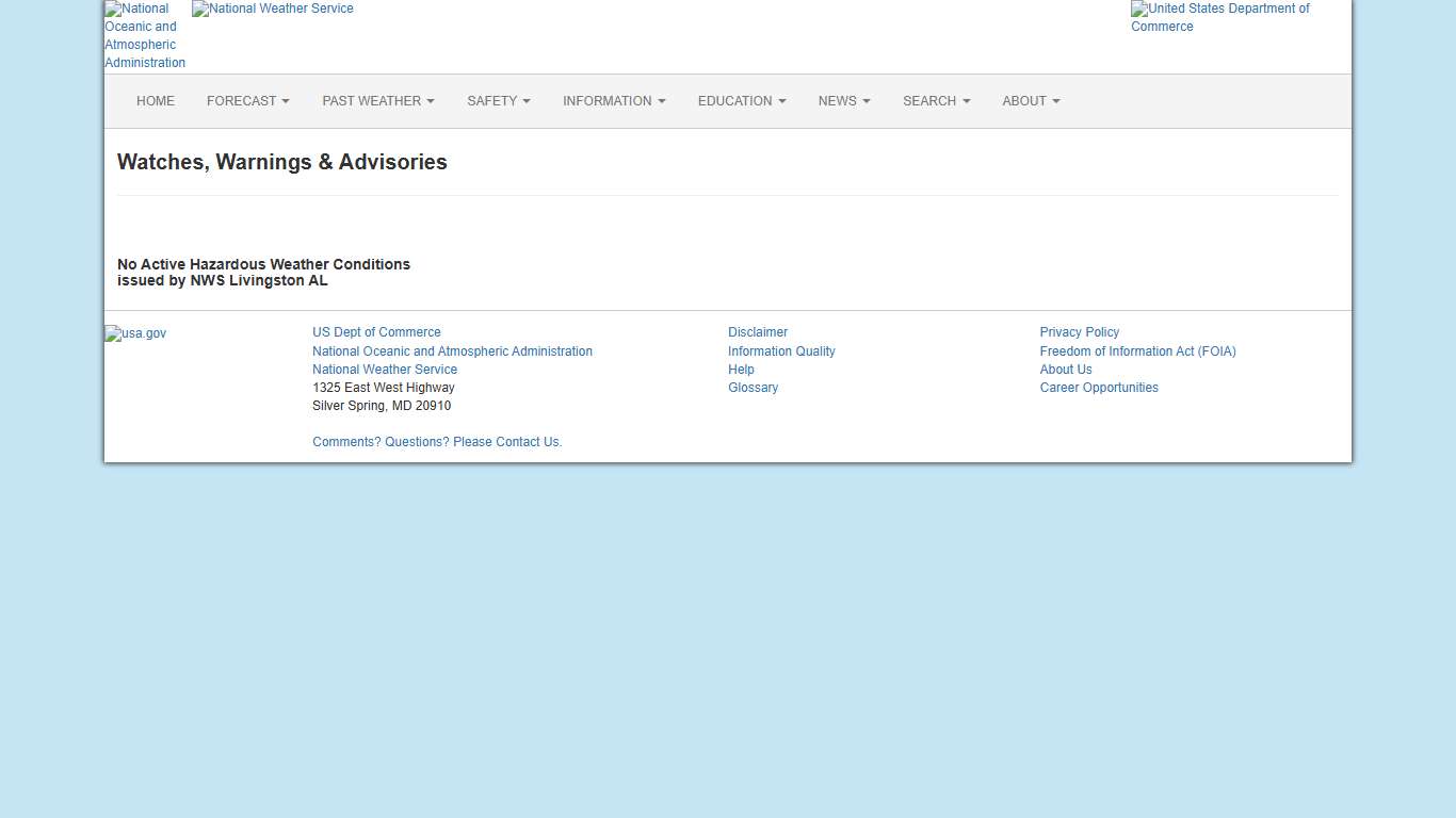 WWA Summary by Location for 32.59N 88.19W with ALZ030/ALC119/ALZ030 emphasis Special Weather Statement